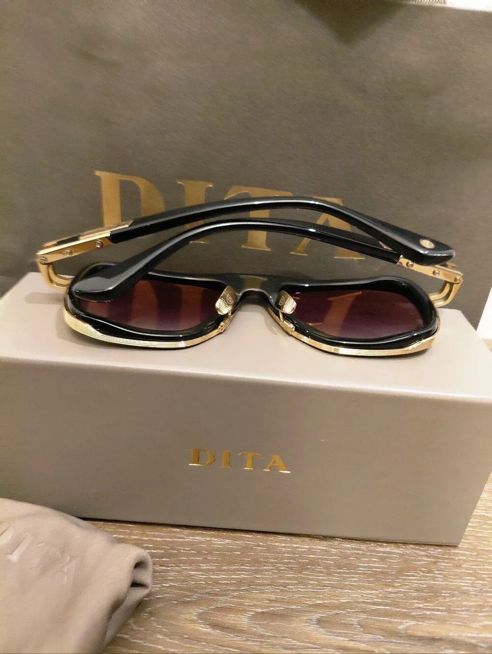 DITA LXN-EVO 25th Anniversary (DTS403-A) Black/Gold Framed Aviator Sunglasses